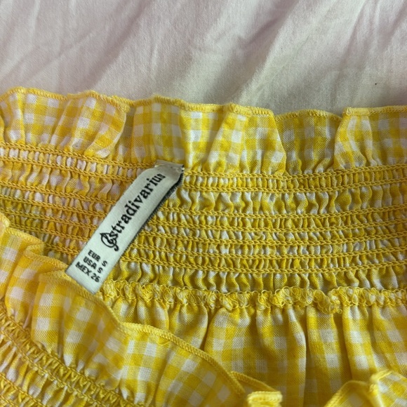Yellow and white gingham off shoulder top - Picture 3 of 5